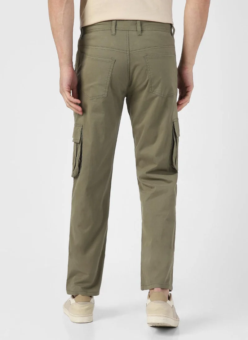 Urbano Fashion  Urbano Fashion Men's Olive Green Regular Fit Solid Cargo Chino Pant with 6 Pockets for Men | Best Price UAE